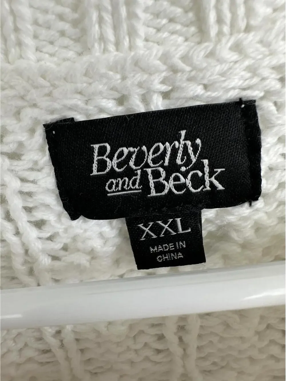 PacSun Cotton Beverly and Beck Heart Cable Knit Crew Neck Sweater White NWT XXL
